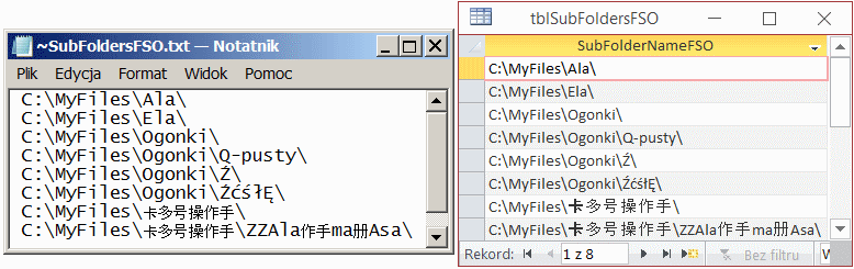 Lista podfolderów. Scripting.FileSystemObject